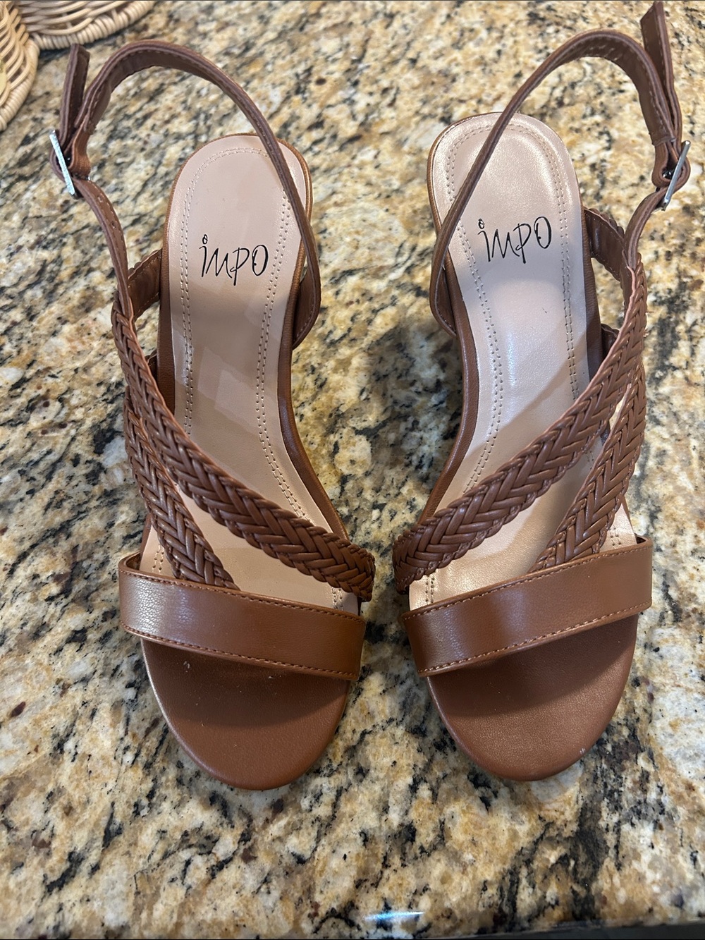 Impo Braided Brown Slingback Heels